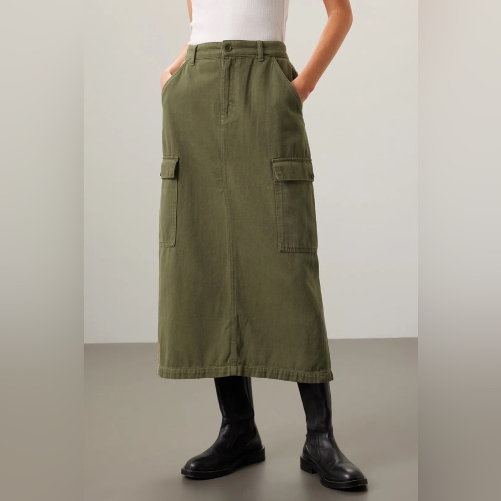 REFORMATION Maggi Cargo Skirt Cotton Green